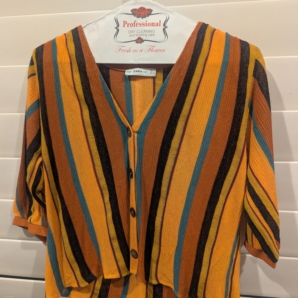 Zara Vibrant Striped Button Down Shirt